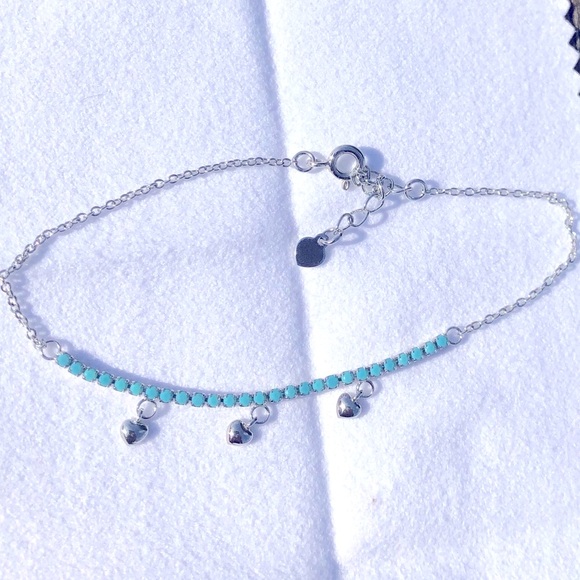 🩵🆕 Adornia turquoise and sterling silver heart bracelet - Picture 1 of 11